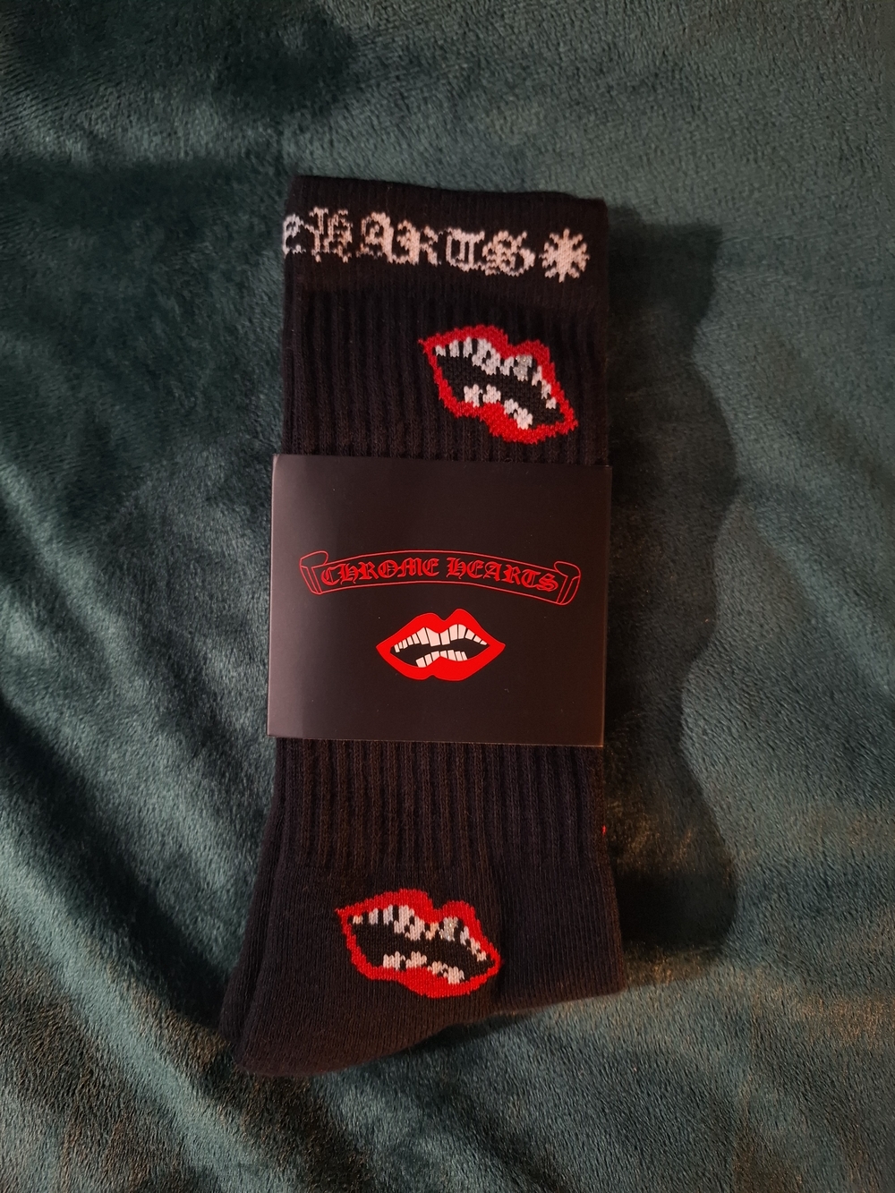 Chrome Hearts Black Lip Patch Socks - Men